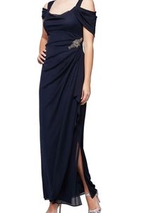 Alex Evenings Long Dress sz. 14 Navy Blue - Mother of the Groom